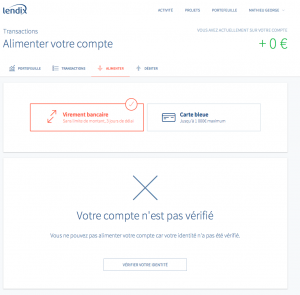 Impossible d'alimenter le compte Lendix