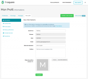 Compléter son profil sur Finsquare